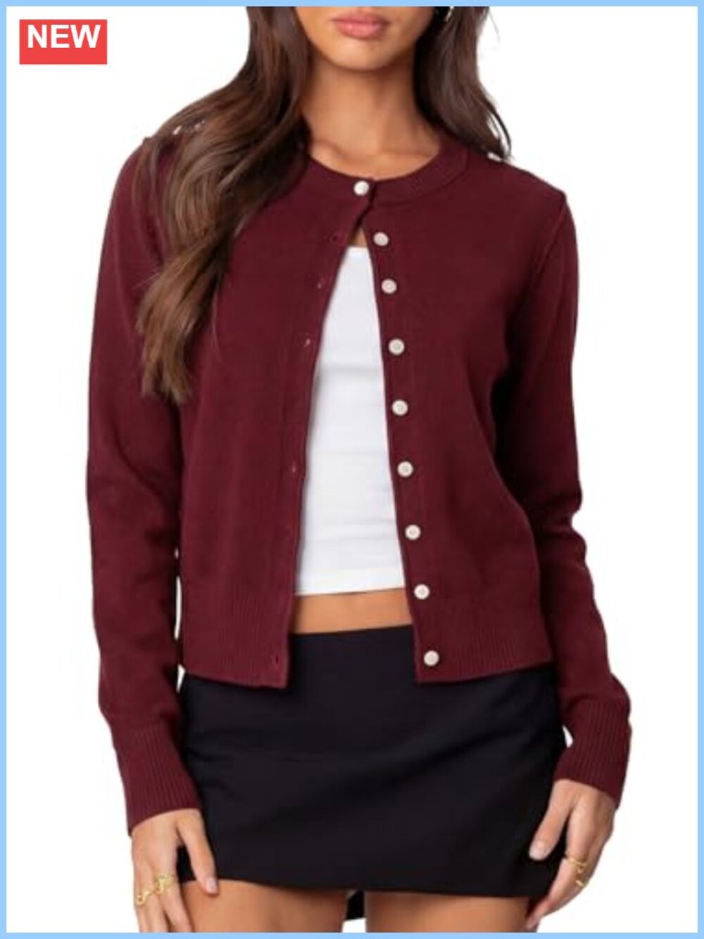 Womens Lightweight Knit Button Down Cropped Cardigan Sweater